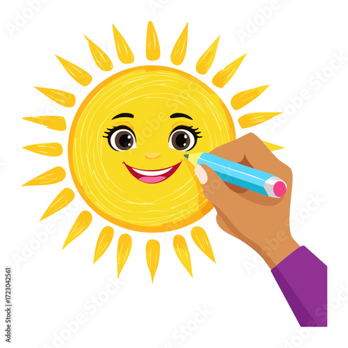 Sun crayon drawing