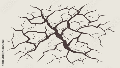 Abstract Cracked Surface Illustration Dark Brown Fractured Pattern