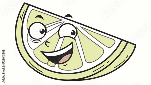 Cartoon Lemon Slice with Googly Eyes and a Wide Grinning Mouth