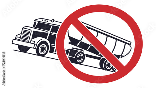 Prohibition Sign Depicting a Truck and Trailer No Entry Allowed