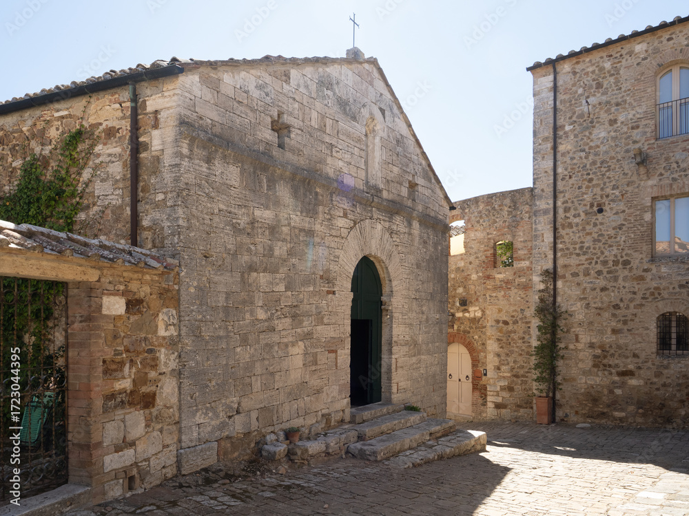 Naklejka premium San Biagio a Vignoni, romanesque styled church at Vignoni a San Quirico d'Orcia in the province of Siena, Italy