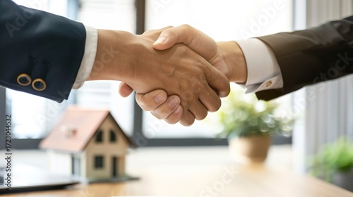 A Home Buyer and a Real Estate Agent Shake Hands After Reaching a Home Purchase Agreement, Marking the Successful Finalization of a Property Deal and Symbolizing Trust in the Homebuying Process