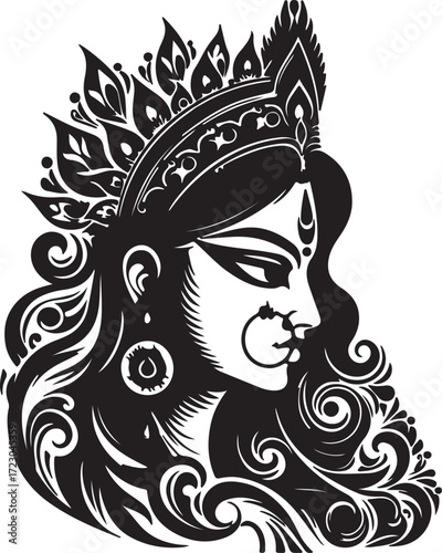 Durga devi silhouette 