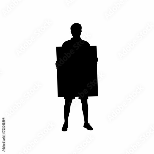 School counselor holding awareness banner silhouette