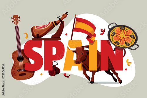 Flat Hand Drawn Traditions of Spain Illustration