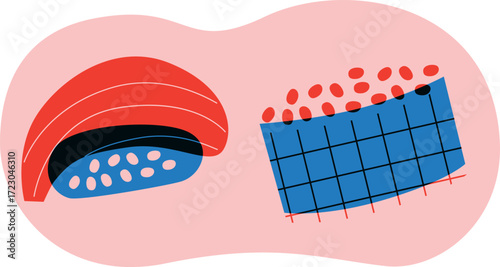 Sushi japanese food logo for sushi restaurant or delivery. Hand drawn elements for menu design, vector colorful illustration collection.	
