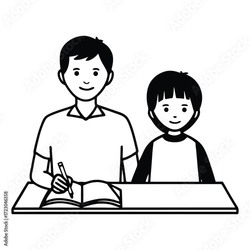 Parent and child learning together studying education parental guidance family support schoolwork