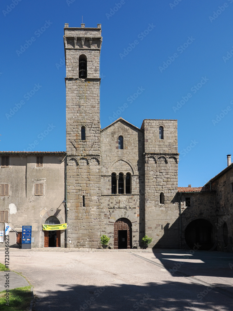 Naklejka premium Abbazia di San Salvatore, romanesque styled medieval church in Tuscany, Italy