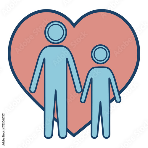 Parent child love heart icon family care childhood bond bonding support nurturing