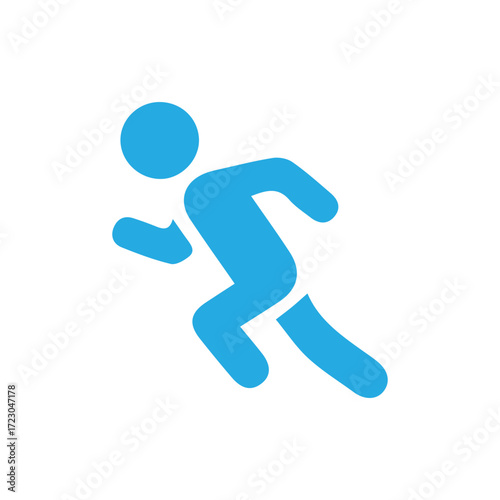 Iconic Blue Silhouette of a Running Person Symbol of Activity