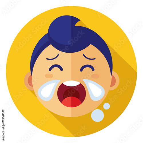 Yellow emoji with closed eyes blowing nose into a white tissue expression sickness
