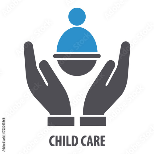 Parenting and childcare icons baby held safely in caring hands symbol 