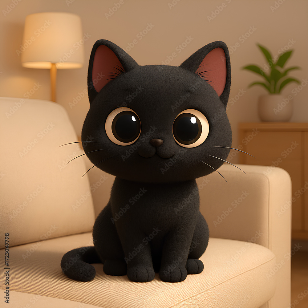 Fototapeta premium black cat sitting on a couch