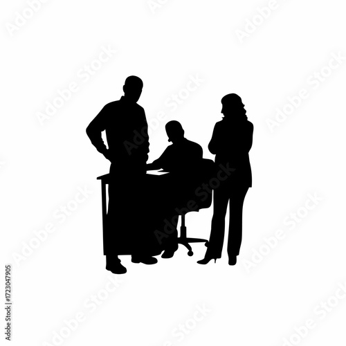 School counselor meeting parents at a desk silhouette