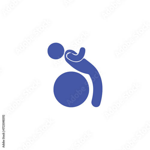 Stylized graphic of person exercising with fitness ball. Represents core strength, flexibility, physical therapy, wellness, and healthy lifestyle