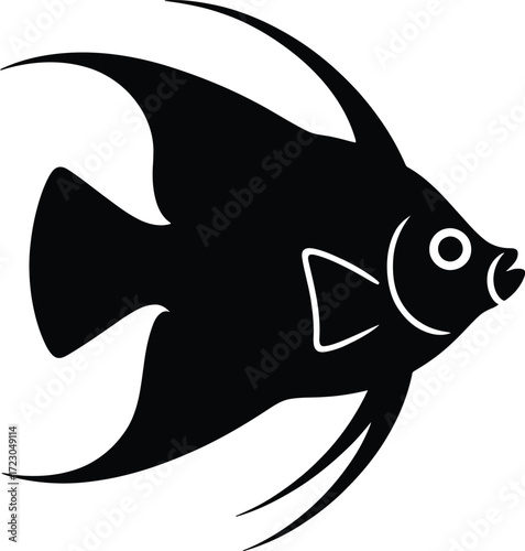 Black angelfish silhouette white