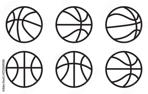 Basketball ball icon. line and glyph version, outline and filled vector sign. Rubber ball linear and full pictogram. Sports equipment symbol, logo illustration. Different style icons set
