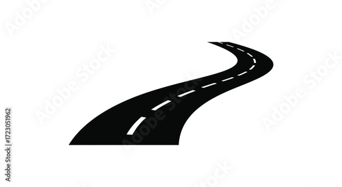 Curving road extending into the distance a striking dark shape silhouette