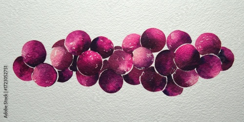 Wallpaper Mural Cluster of Grapes: A close-up studio shot showcases a vibrant cluster of ripe grapes. The image uses watercolor techniques. Torontodigital.ca
