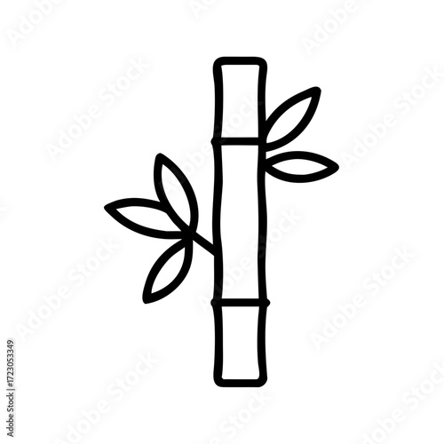 Bamboo plant with leaves in minimalist line art style - Concept of zero waste  