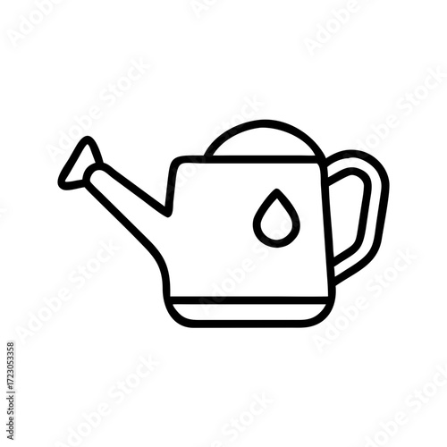Watering can in minimalist design outline for zero waste concept  