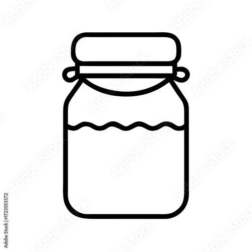 Jar of preserves with liquid in minimalist line art style  