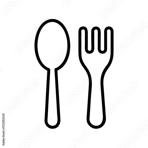 Reusable spoon and fork in minimalist design for zero waste concept  