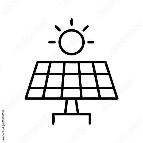 Solar panel with sun above representing concept of zero waste  