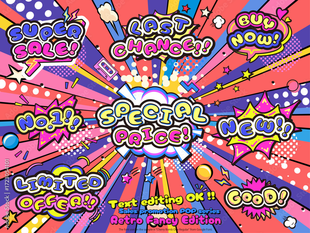 Fototapeta premium Harajuku-style Pop Speech Bubbles (Editable file)