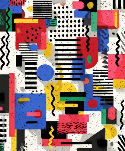 Wallpaper Mural Geometric Harmony: a vibrant and dynamic composition showcasing the beauty of abstract shapes and colors, creating a visually captivating experience.  Torontodigital.ca
