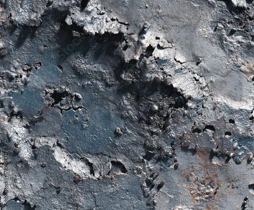 Wallpaper Mural Textured Metal Surface: A close-up captures the rugged beauty of a metallic surface with a stunning interplay of textures, displaying rough, weathered, and distressed features.  Torontodigital.ca