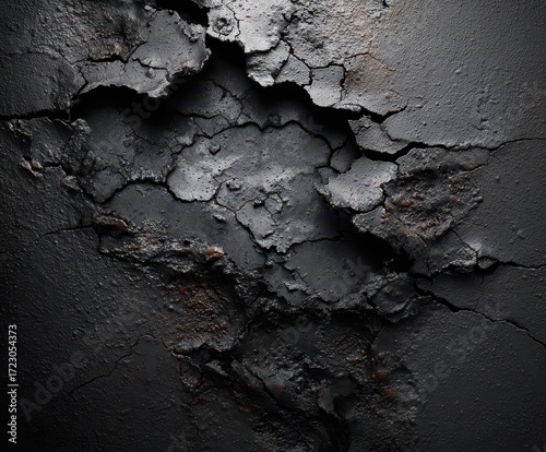 Wallpaper Mural Abstract Destruction: A close-up view captures the raw texture and intricate patterns of a weathered surface, revealing cracks and crevices that tell a silent story of time and decay. Torontodigital.ca
