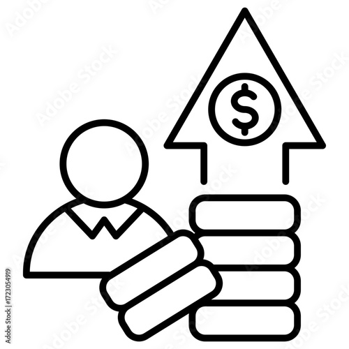 Earnings Rise Outline Icon