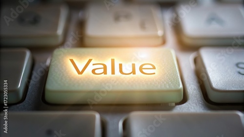 value-driven-business A close-up of a keyboard key illuminated with the word 