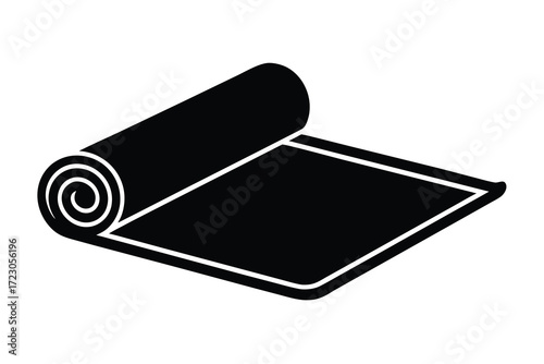 yoga mat icon silhouette vector illustration
