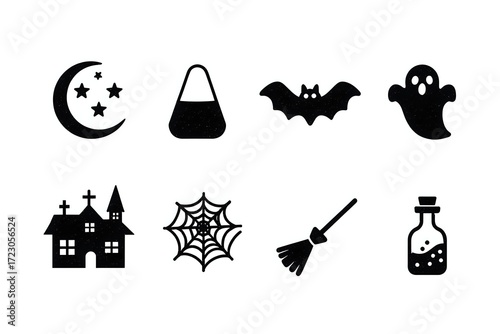 Elegant Halloween Icons: Modern and Sleek Design Set