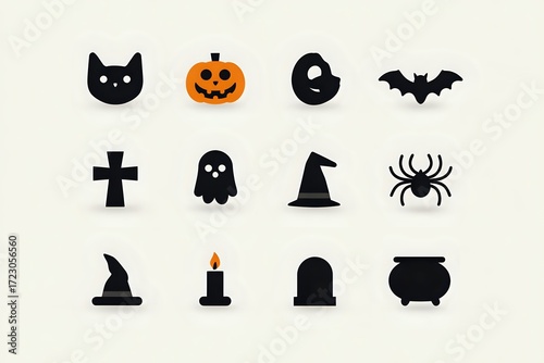 Minimalist Halloween Icon Set for Web Design