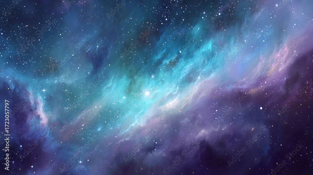 Naklejka premium Celestial Canvas Cosmic Cloud of Stars