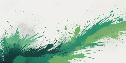 Green grunge paint splash vector design with a liquid watercolor texture