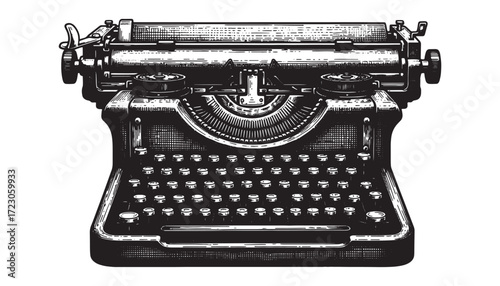vintage typewriter engraving vector style