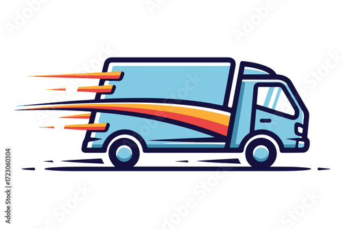 Fast delivery truck icon with motion blur effect