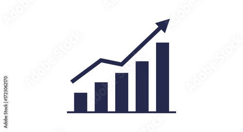 Simple graphic showing increasing bar chart and line graph a dark silhouette