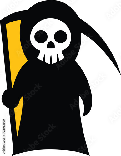 Grim reaper scythe silhouette vector illustration iconic death symbol for digital and print vector