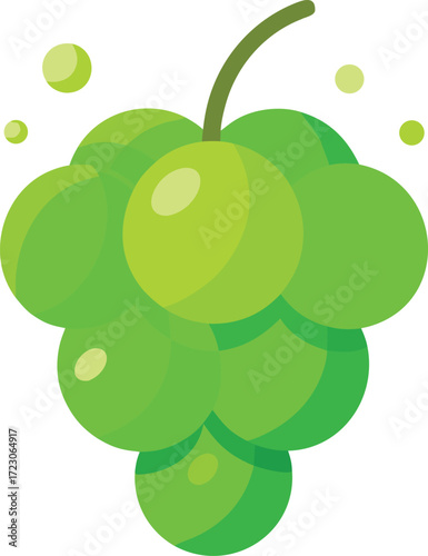 Fresh green grape cluster vector illustration healthy fruit design scalable eps icon