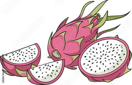 Vibrant dragon fruit vector illustration scalable eps for design