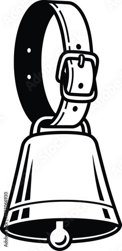 Classic cowbell with leather strap and buckle, a traditional farm accessory