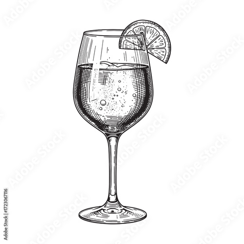 Campari Spritz engraving vector style