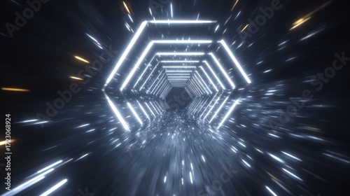 Fototapeta Naklejka Na Ścianę i Meble -  Abstract futuristic tunnel pathway