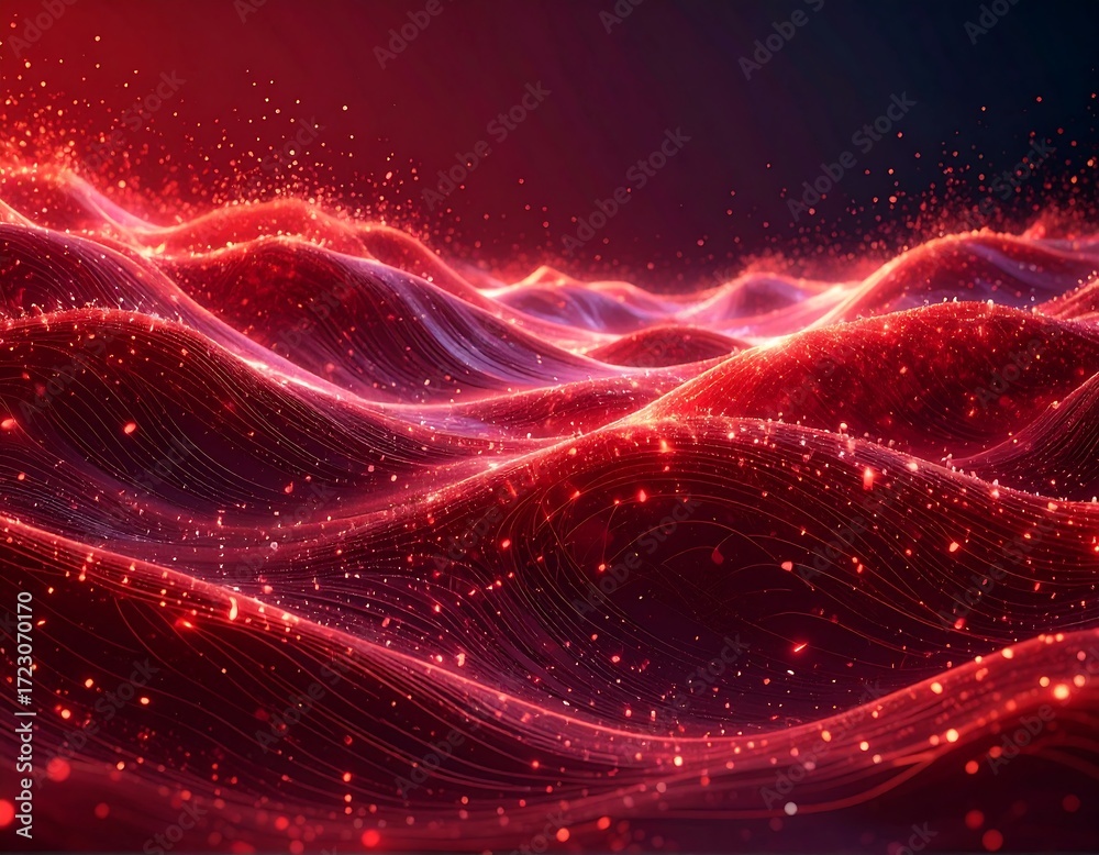 Obraz premium Abstract red digital landscape