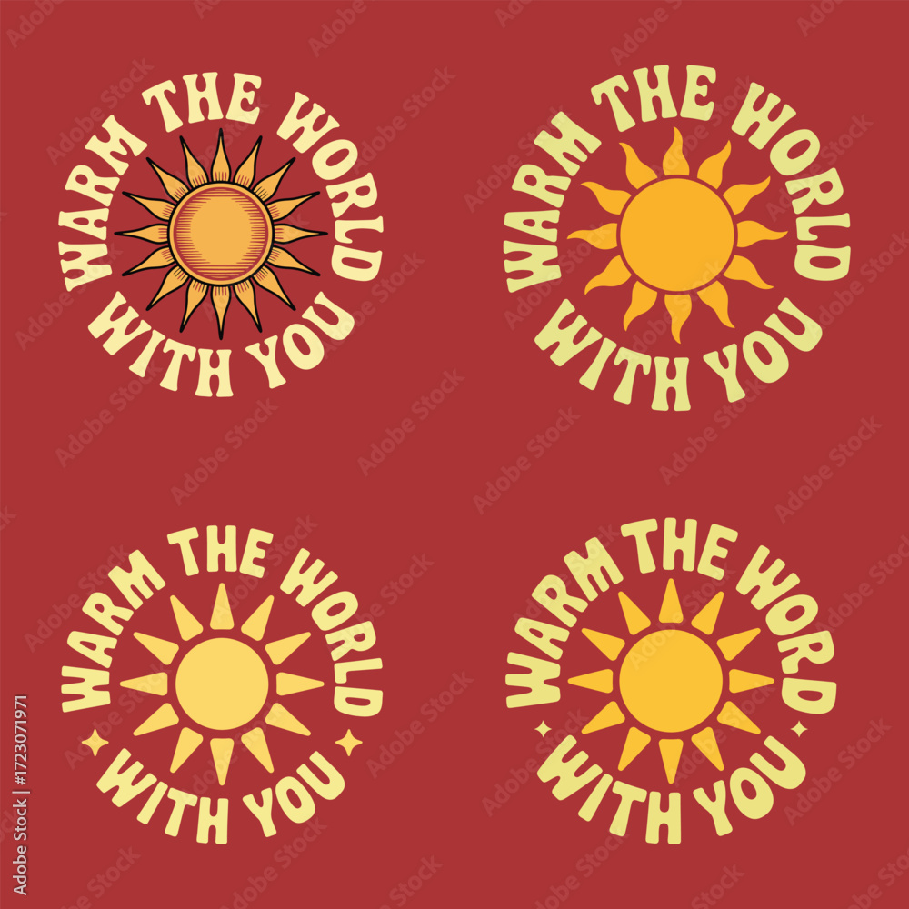 Fototapeta premium Sun with warm the world text graphic